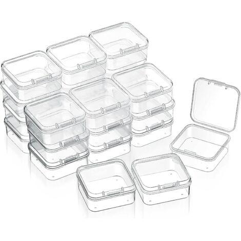 Boîte De Rangement En Plastique Transparent - 1,7 x 1,7 x 0,8 Pouces - Couvercle À Clapet - Pour Perles Accessoires Et Petites Pièces - Lot De 24
