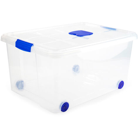 SEENLIN boite de rangement plastique avec tiroir – bac de rangement  plastique bas pour les chaussures – boite empilable pour accessoires, etc.  – lot de 2 – transparent