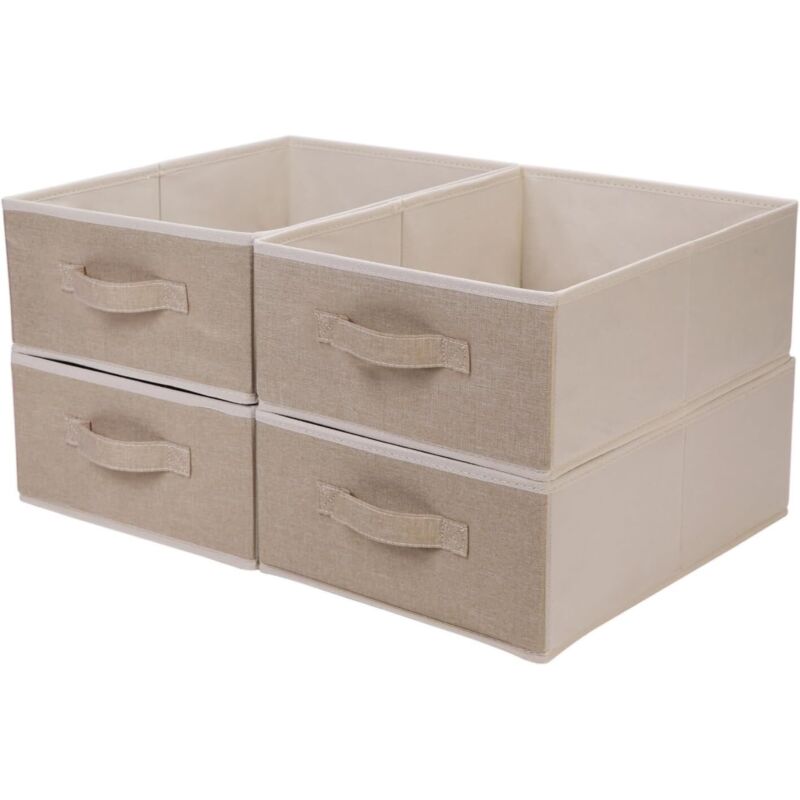 Boîte de rangement en tissu de vêtements de 4 boîtes, boîte de rangement pliable avec poignée pour stocker des vêtements, des jouets pour enfants,