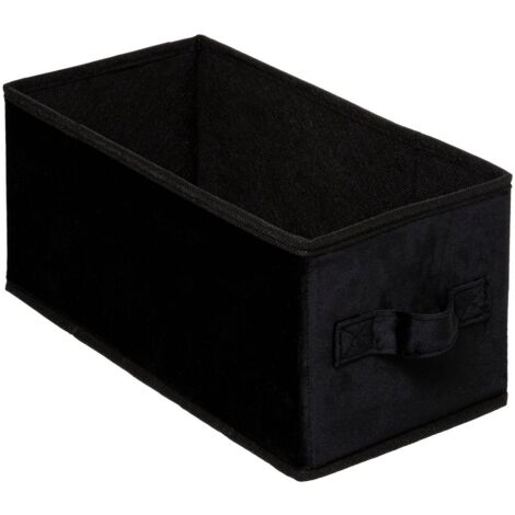 Boîte de rangement en Velours Noir 15 x 31 x 15 cm - Five
