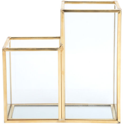 Boîte de rangement en verre pour jardin, colonne polygonale en laiton doré pour fleurs