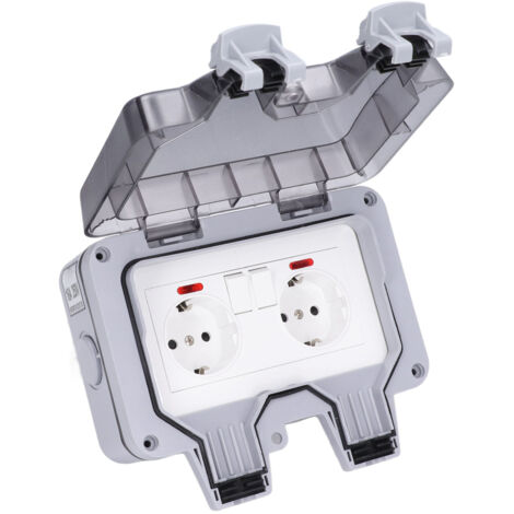 Boîte de Rangement Étanche IP66 pour Prise et Interrupteur Extérieur avec Indicateur Lumineux 250V