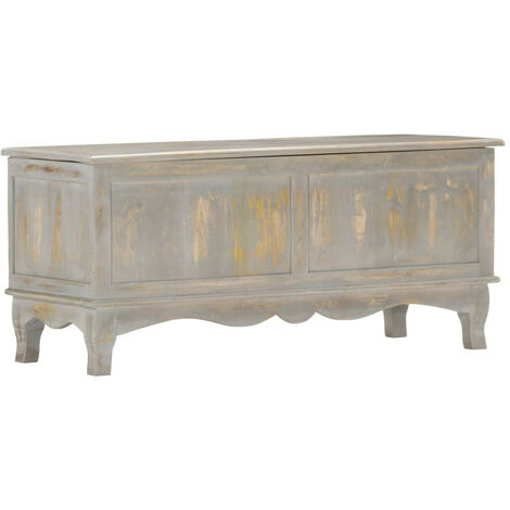 Boîte de rangement Gris 100x38x45 cm Bois de manguier solide