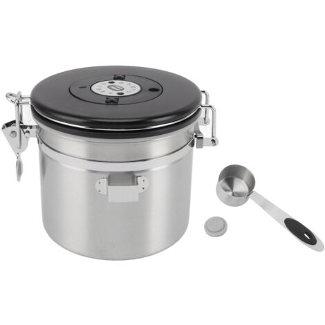 Boîte de Rangement Hermétique 1.2L en Acier Inoxydable 304 pour Café, Thé, Farine, Céréales, Sucre avec Cuillère Incluse