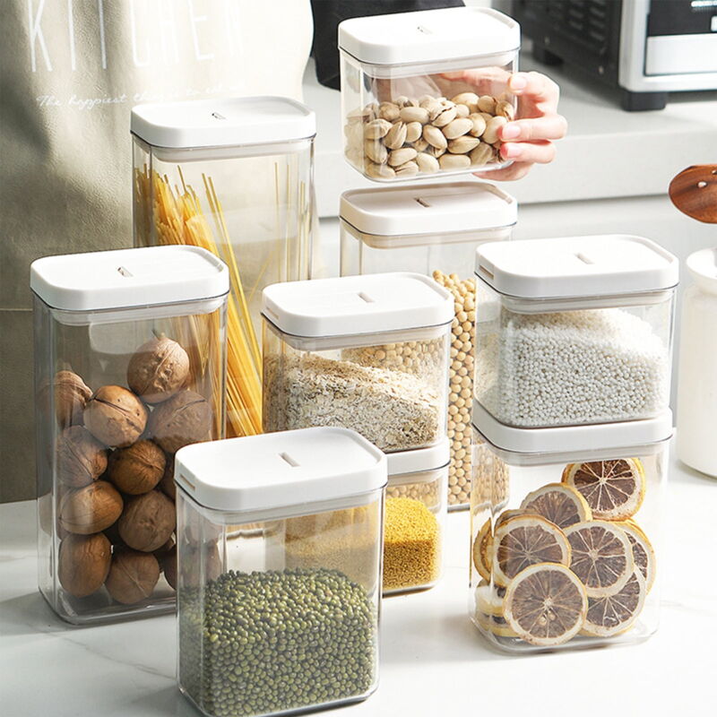 Boîte de rangement hermétique en plastique transparent scellée et étanche pour céréales pour la maison