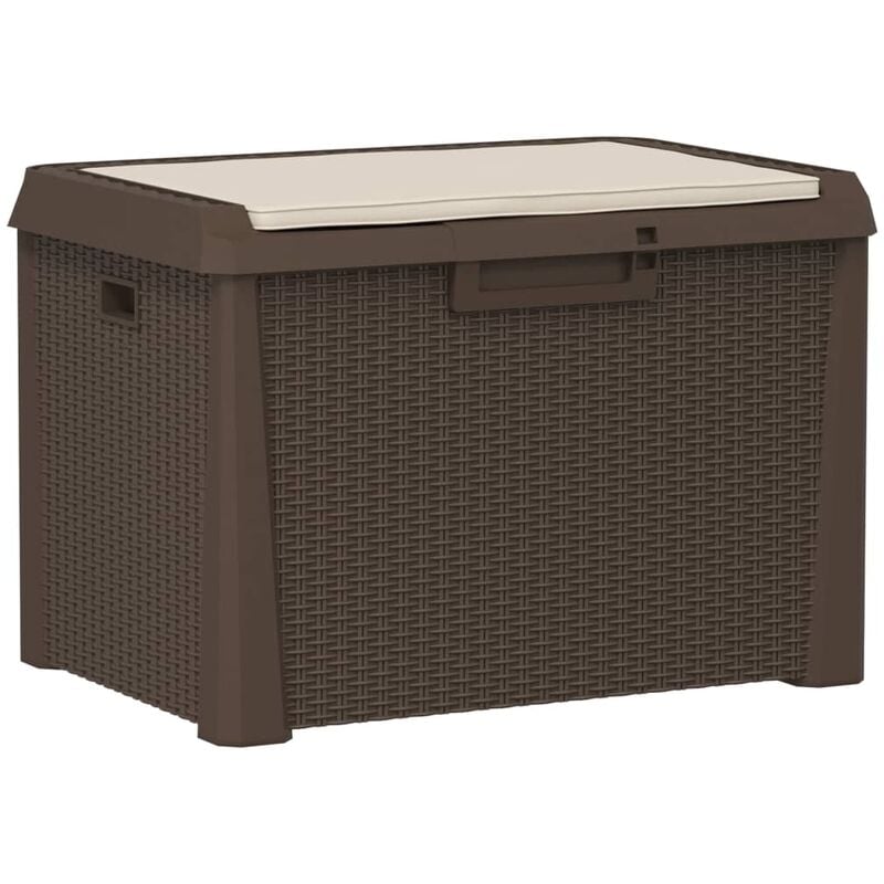 Vidaxl - Boîte de rangement jardin coussin de siège marron 125 l pp