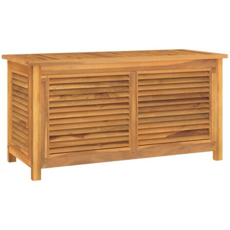 Boîte de rangement jardin et sac 114x50x58 bois massif teck