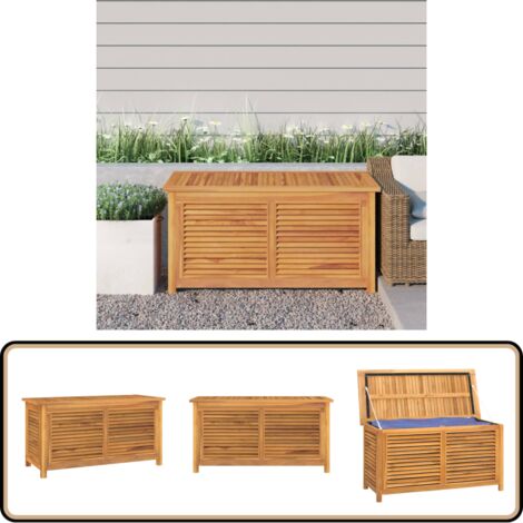 Boîte de rangement jardin et sac 114x50x58 cm bois massif teck - Coffre De Jardin - Rangement Extérieur - Meuble De Jardin - Bois De Teck - Coffre À Outils