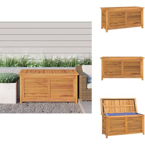 Boîte de rangement jardin et sac 114x50x58 cm bois massif teck - Coffre De Jardin - Rangement Extérieur - Meuble De Jardin - Bois De Teck - Coffre À Outils