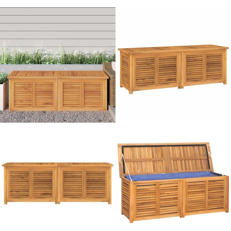 Boîte de rangement jardin et sac 150x50x55 cm bois massif teck - Coffre De Jardin - Rangement Extérieur - Meuble De Jardin - Bois De Teck - Coffre À