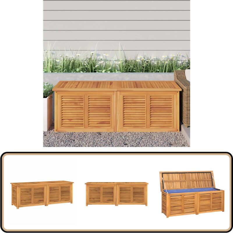 Boîte de rangement jardin et sac 150x50x55 cm bois massif teck - Coffre De Jardin - Rangement Extérieur - Meuble De Jardin - Bois De Teck - Coffre à