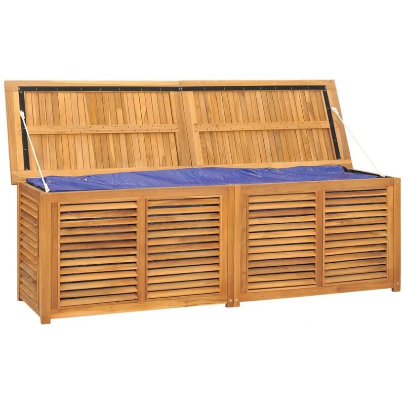 Helloshop26 - Boîte de rangement jardin et sac 175 x 50 x 53 cm bois massif teck