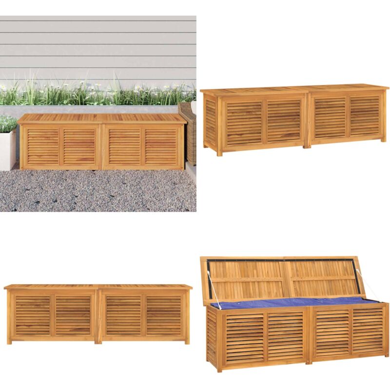 Boîte de rangement jardin et sac 175x50x55 cm bois massif teck - Coffre De Jardin - Rangement Extérieur - Meuble De Jardin - Bois De Teck - Coffre à