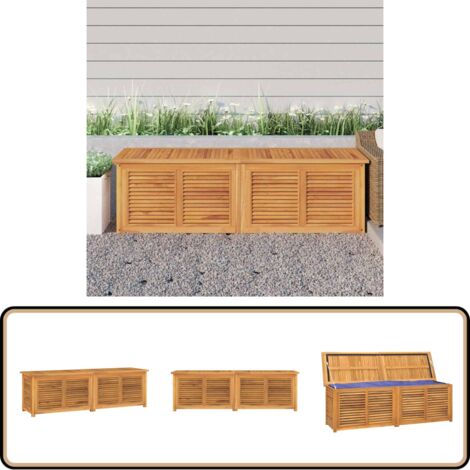 Boîte de rangement jardin et sac 175x50x55 cm bois massif teck - Coffre De Jardin - Rangement Extérieur - Meuble De Jardin - Bois De Teck - Coffre À Outils