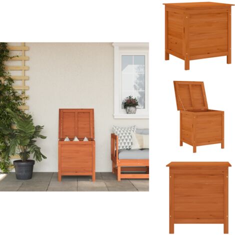 Boîte de rangement jardin marron 50x49x56,5cm bois massif sapin - Boîte De Rangement Jardin - Coffre De Jardin - Rangement Extérieur - Rangement Bois - Meuble De Jardin