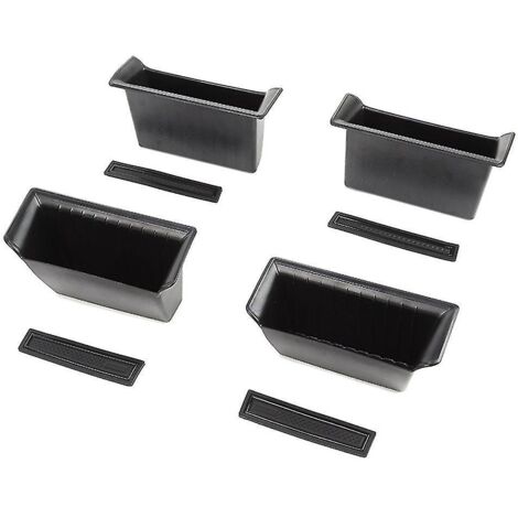 Boîte de rangement latérale de porte, organiseur de plateau d'accoudoir de porte pour Ram 1500 2018-2021, accessoires 4 pièces noir--