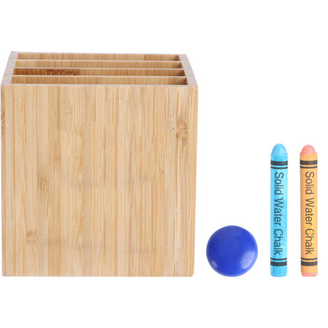 Boîte de Rangement Magnétique en Bambou pour Stylos et Crayons de Bureau
