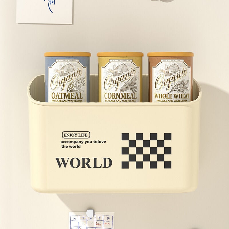 Ensoleille - Boîte de rangement magnétique murale côté réfrigérateur, panier de rangement pour organisateur de cuisine, boîte de rangement sans