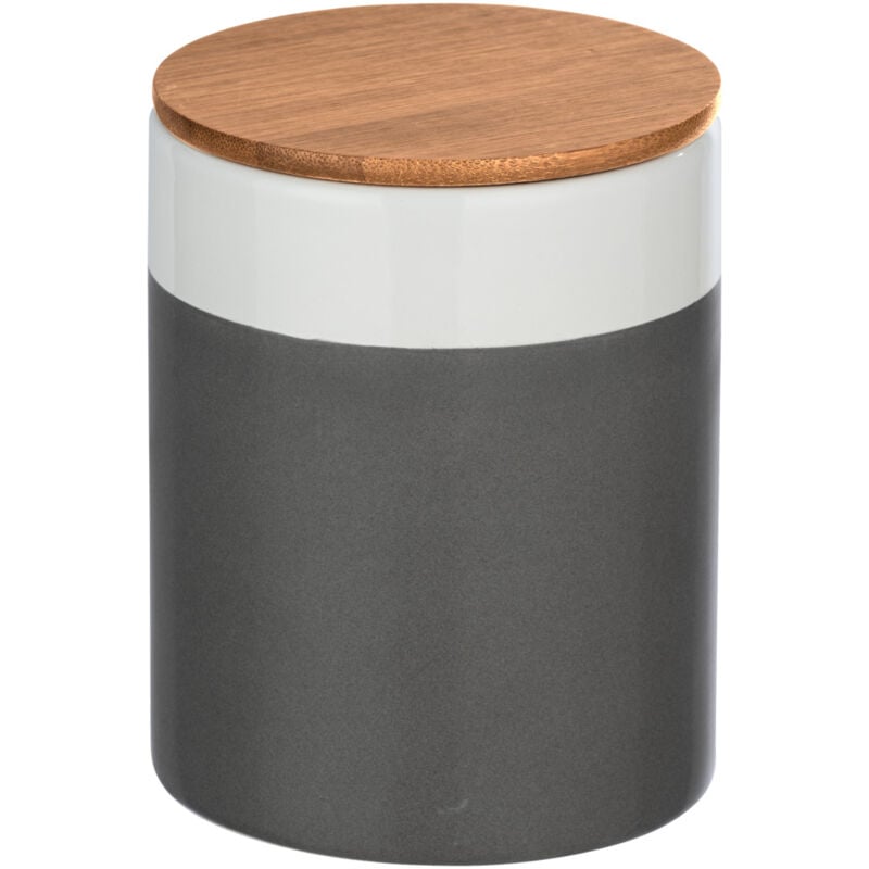 Wenko - Boite de rangement céramique hermétique avec couvercle bambou, Malta, Capacité 0,95 l, Céramique - Bambou, ø 11x15 cm, multicolore