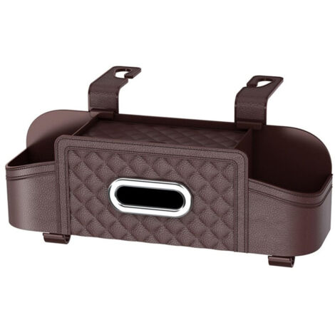 Boîte de rangement multifonction pour dossier de voiture, chiffon de nettoyage, porte-gobelet universel, rangement suspendu pour siège arrière, marron
