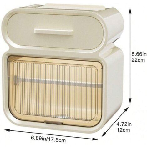 Boîte de rangement multifonctionnelle en plastique, support mural pour mouchoirs, support de toilette double couche avec tiroir de rangement, blanc laiteux