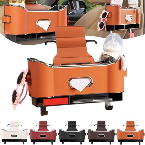 Boîte de rangement multifonctionnelle pour dossier de siège auto, boîte de rangement multifonctionnelle avec logo de voiture (orange)