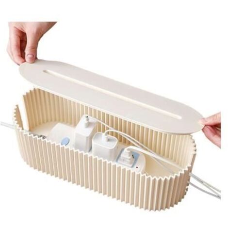 Boîte de Rangement multiprise,Organisateur de Stockage pour multiprises, Cordons, Cacher Les Fils multiprises Cordons Beige