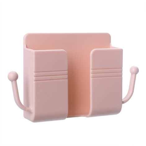 Boîte de rangement murale 4 pièces, boîte de rangement pour télécommande rose, boîte de rangement murale pour télécommande avec 2 crochets pour télécommande, téléphone portable, casque