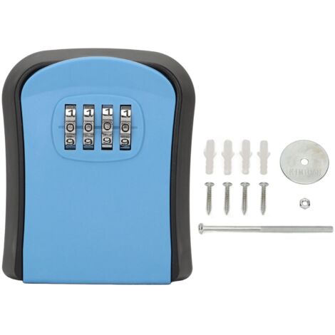 Boîte de Rangement Murale pour Clés, Boîte de Serrure à Combinaison avec Mot de Passe à 4 Chiffres, Antirouille, Résistante aux Chocs, Longue applicabilité Durable pour la Maison (Bleu)
