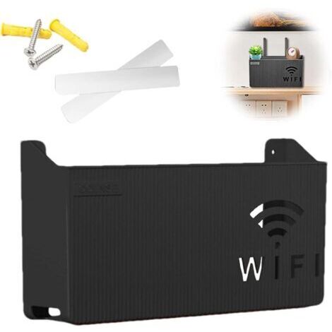 Boîte de Rangement Murale pour Routeur WiFi des CâBles, Support Mural, Étagère Flottante, WiFi Support Box, Noir Décoratif Flottant Rack, pour Le Bureau à Domiciler Décor Murale
