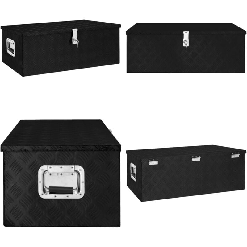 Vidaxl - Boîte de rangement Noir 90x47x33,5 cm Aluminium - boîte de rangement - boîtes de rangement - Home & Living - Noir
