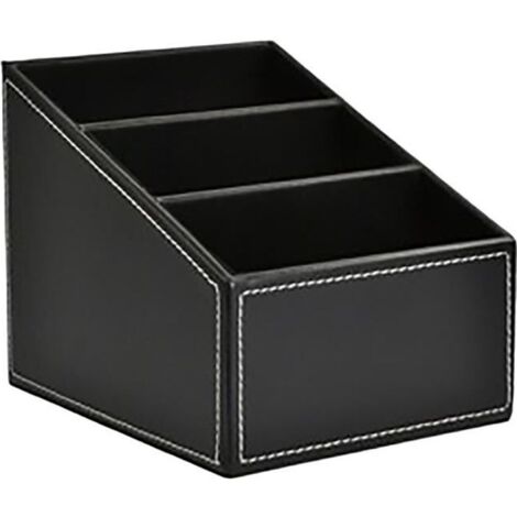 Boîte de rangement - Noir - Bois - Faux cuir PU - 16x13x7cm - 3 sections