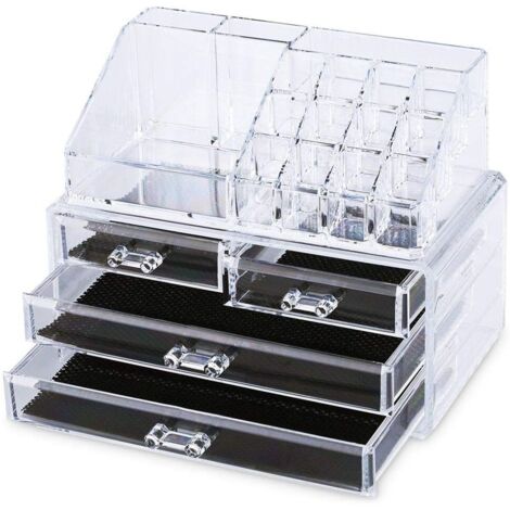 Boîte de rangement noire pour cosmétiques et bijoux 23,5  14,5  18,5 cm, avec