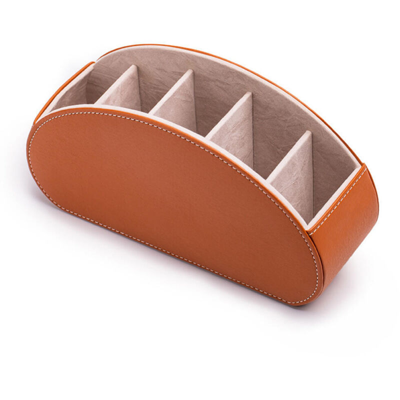 Boîte de rangement pour télécommande TV (marron) à 5 compartiments. Organiseur de bureau multifonctionnel en similicuir. Range-pinceaux, crayons et