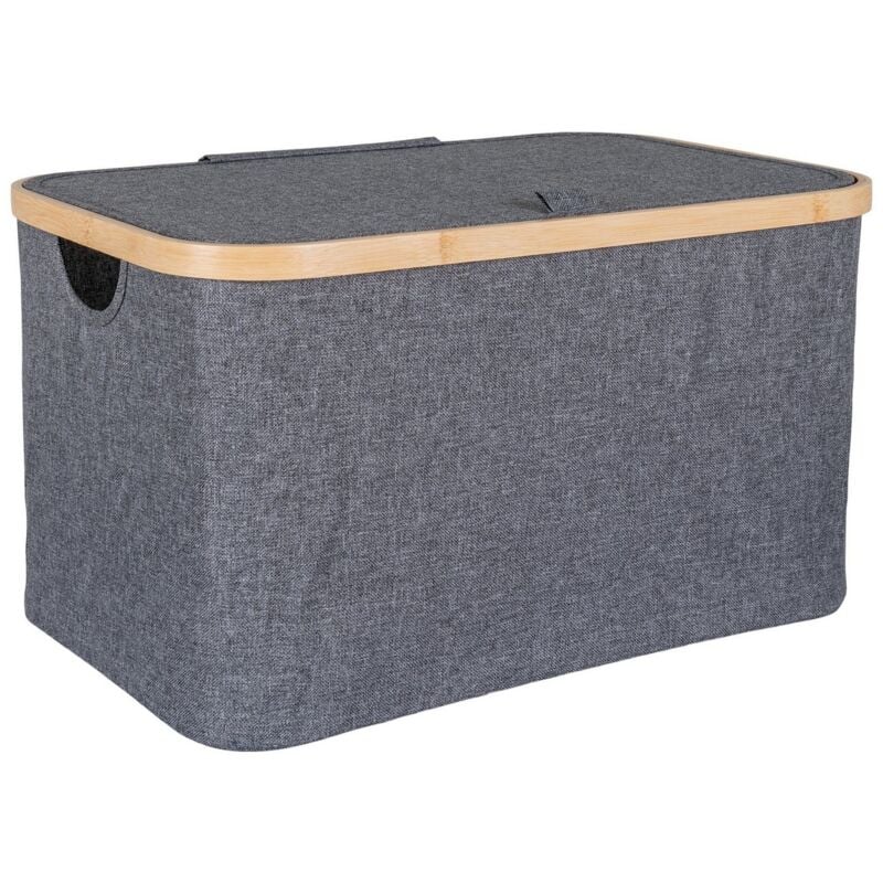 Epikasa - Boîte de Rangement Noto, Bambou, Polyester, Gris, 45x30x25 cm