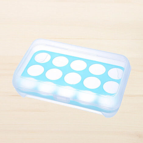 Boîte de Rangement Œufs 15 Cases, Contenant Alimentaire Plastique Bleu, Organisateur Cuisine