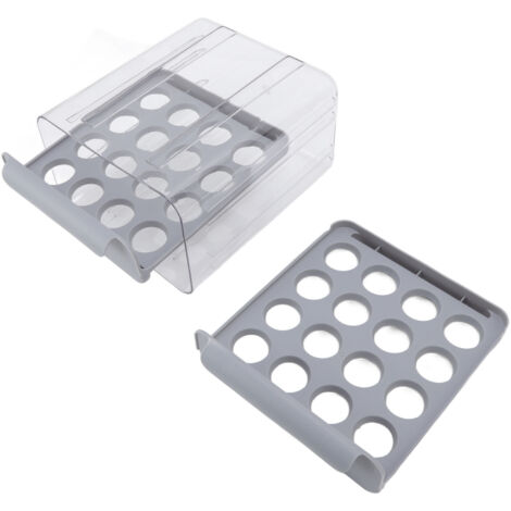 Boîte de Rangement Œufs Double Couche Transparente 32 Alvéoles Grande Capacité pour Réfrigérateur Gris