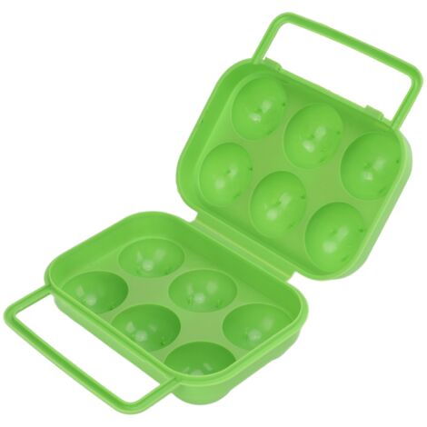 Boîte de Rangement Œufs Portable 6 Cases ABS, pour Transport et Stockage Intérieur/Extérieur Vert