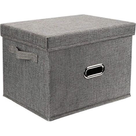 Boîte de rangement, panier de rangement pliable en lin avec couvercle, armoire pliable, vêtements