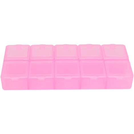 Boîte de rangement perles 10 cases résistante portable transparente organisateur bijoux plastique rose multifonction
