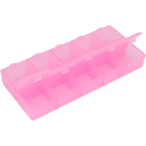 Boîte de rangement perles 10 compartiments transparente portable organisateur bijoux plastique rose multifonction