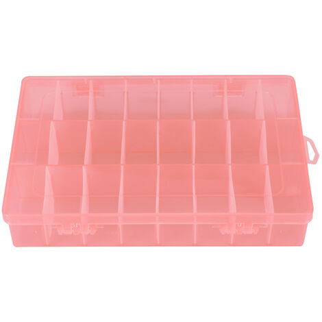 Boîte de rangement perles 24 cases plastique orange - Organisateur bijoux modulable et détachable