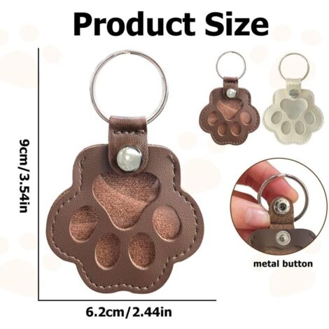 Boîte de rangement personnalisée pour poils d'animaux (pour chiens), sac de rangement pour poils d'animaux, porte-clés souvenir en poils d'animaux, porte-clés en cuir en forme de patte de chien et de