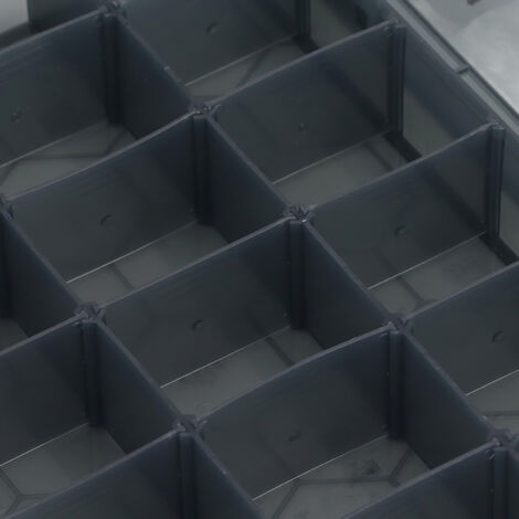 Boîte de rangement plastique transparent 18 cases amovibles pour bricolage et bijoux grande taille