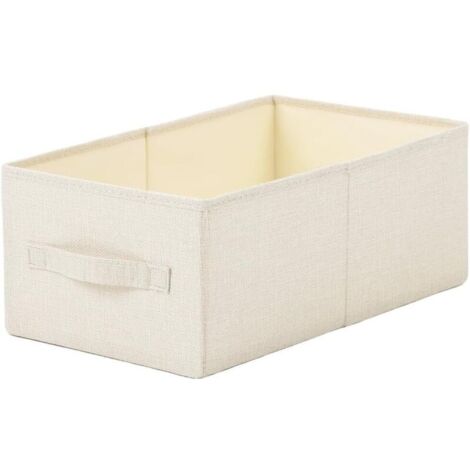 Boîte de rangement pliable en coton et lin beige 47 cm × 27 cm × 20 cm, boîte de rangement lavable avec poignée pour ranger pulls et draps, 1 pièce