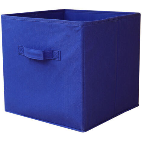 Boîte de rangement pliable en tissu bleu, 25 cm de large x 25 cm de long x 25 cm de haut, sans couvercle, type tiroir, 1 pièce