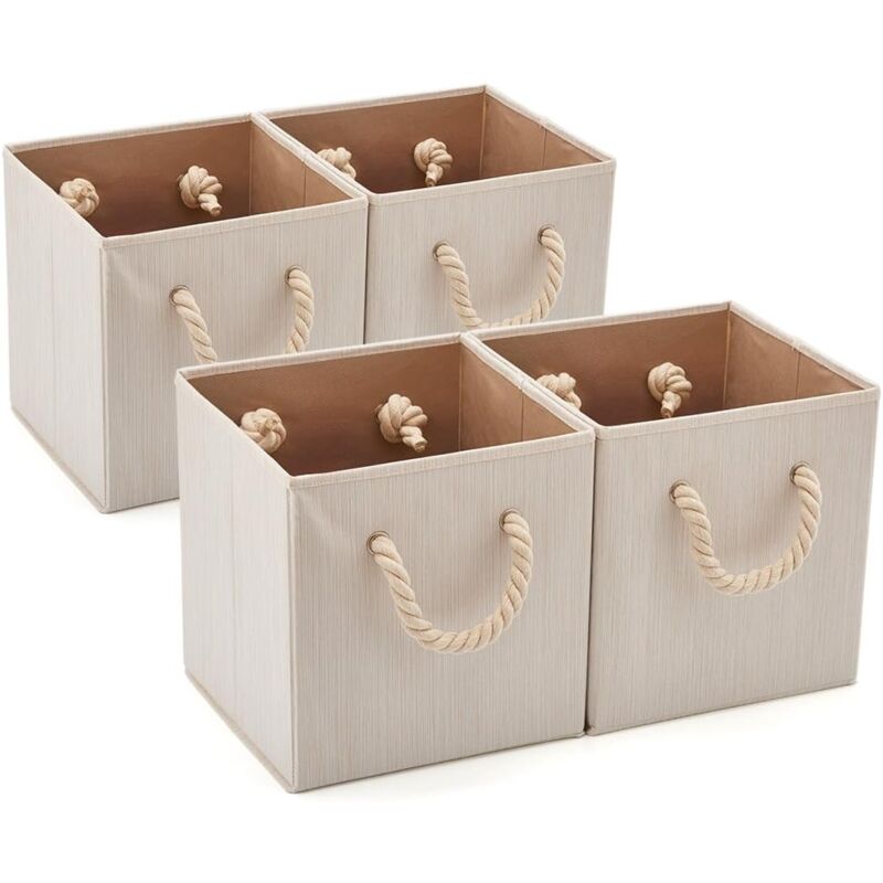 Boîte de rangement pliable en tissu de coton et bambou avec poignées, panier de rangement pour cuisine et chambre d'enfant