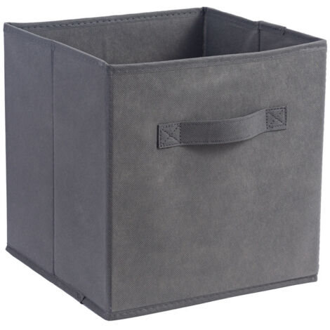 Boîte de rangement pliable en tissu gris, 25 cm de large x 25 cm de long x 25 cm de haut, sans couvercle, type tiroir, 1 pièce