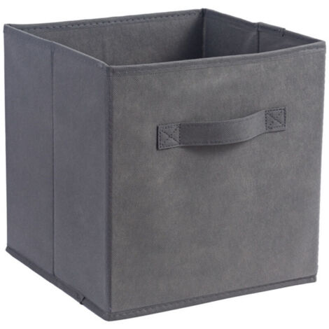 Boîte de rangement pliable en tissu gris, 25 cm de large x 25 cm de long x 25 cm de haut, sans couvercle, type tiroir, 1 pièce