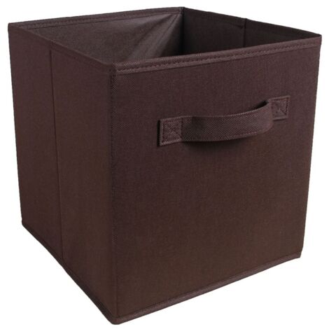 Boîte de rangement pliable en tissu marron de 25 cm de large x 25 cm de long x 25 cm de haut, sans couvercle, type tiroir, 1 pièce
